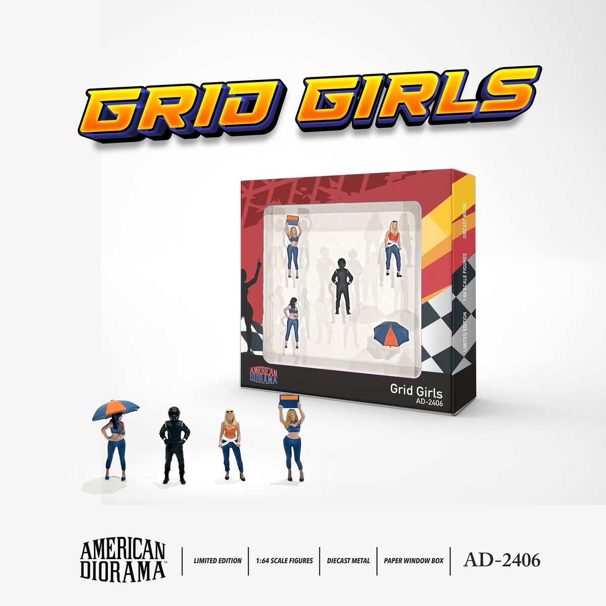 American Diorama 1/64 Figure Set: Grid Girls AD-2406 - Thumbnail