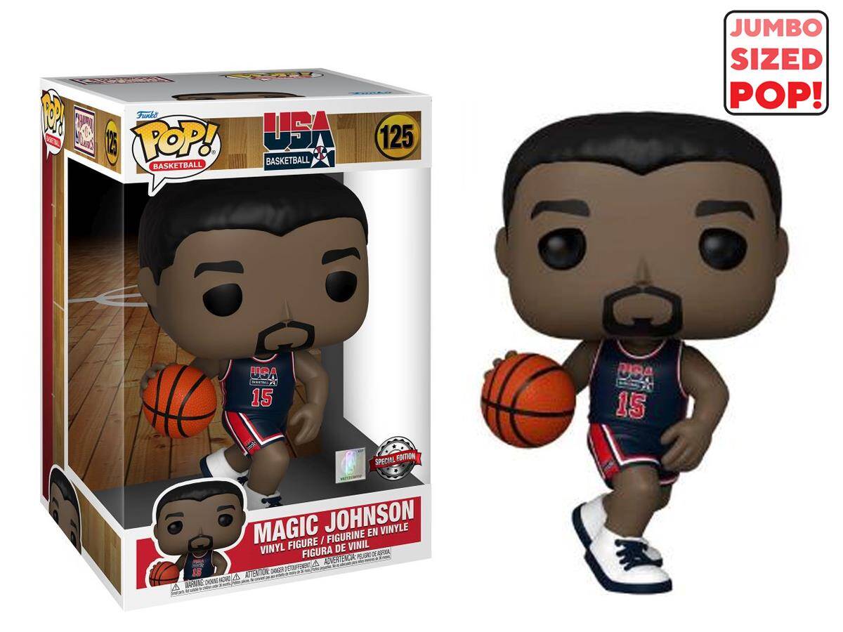 Funko Pop Jumbo: Usa Basketball- Magic Johnson 1992 Team Usa Navy Uni Special Edition No:125 19595-6627