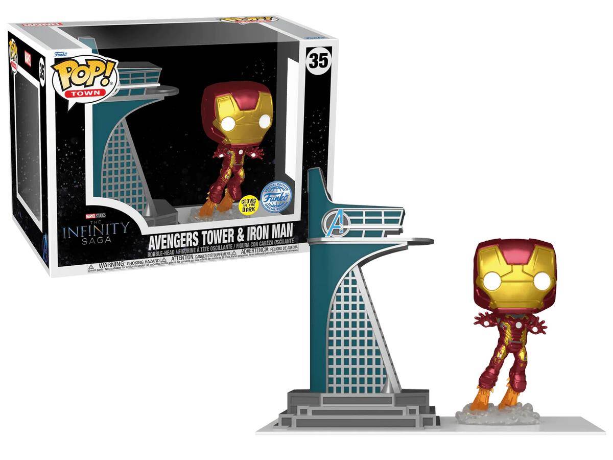 Funko Pop Town: Marvel The Infinity Saga Avengers Tower Iron Man Glows in The Dark 19922-6899