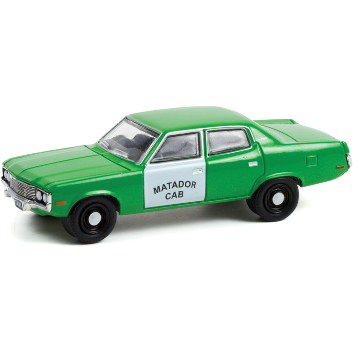 Greenlight 1:64 1973 AMC Matador - Matador Cab 'Fare-Master' - Green and White 30246 - Thumbnail