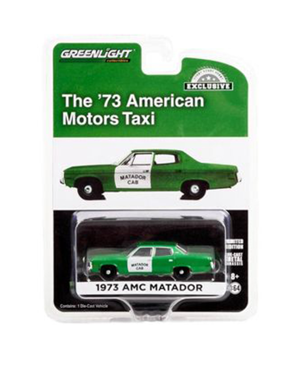 Greenlight 1:64 1973 AMC Matador - Matador Cab 'Fare-Master' - Green and White 30246 - Thumbnail