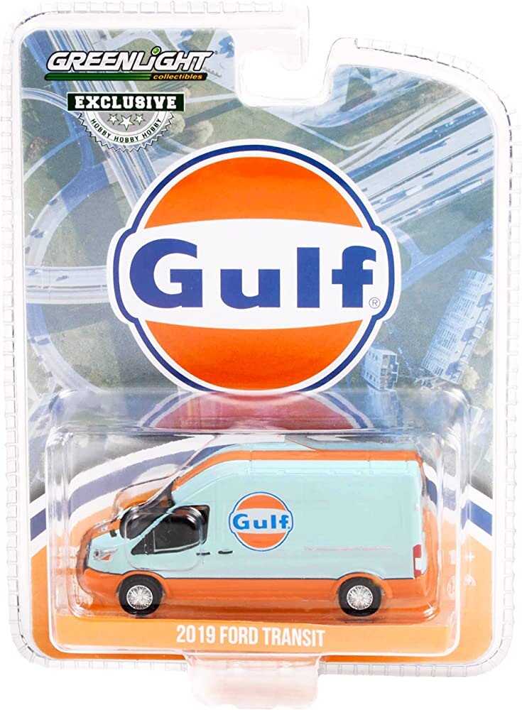 Greenlight 1:64 2019 Ford Transit LWB High Roof - Gulf Oil 30260 - Thumbnail