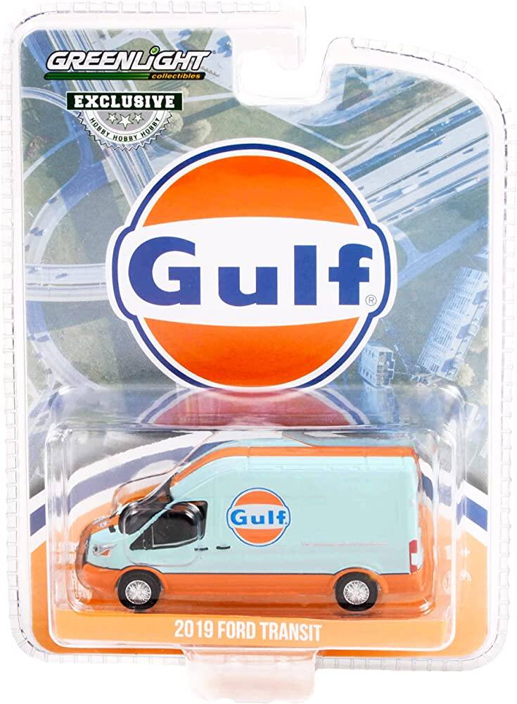 Greenlight 1:64 2019 Ford Transit LWB High Roof - Gulf Oil 30260