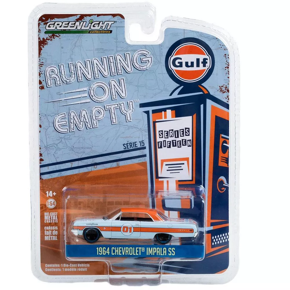 Greenlight 1:64 Running on Empty Series 15 Gulf Oil - 1964 Chevrolet Impala SS 41150-A - Thumbnail