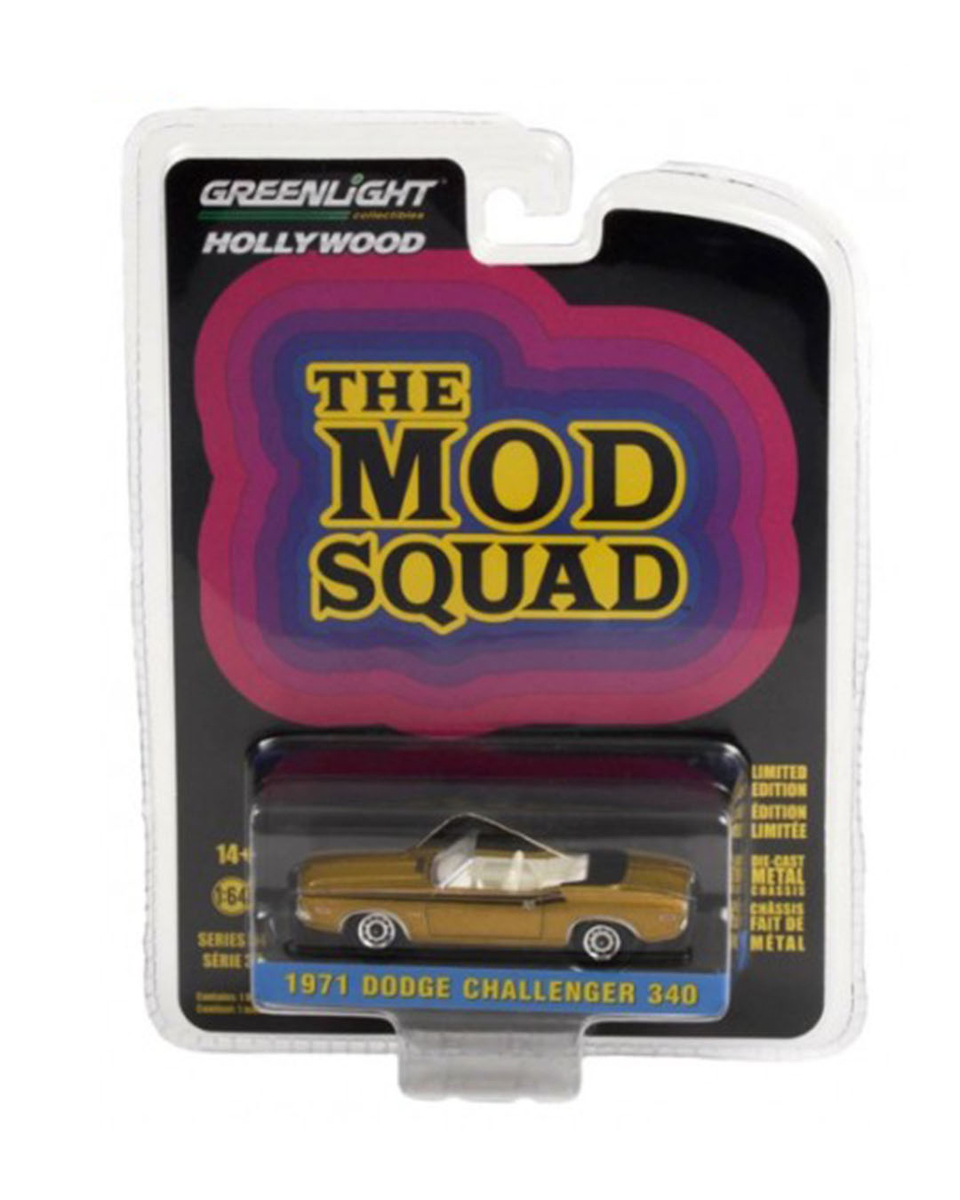 Greenlight Hollywood Series 34 1971 Dodge Challenger 340 Convertible in Gold - The Mod Squad (1968-73 TV Series) - Thumbnail