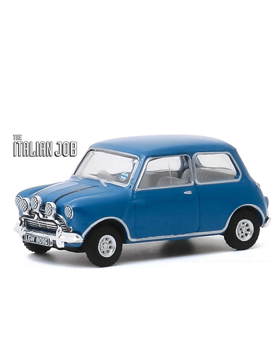 Greenlight The Italian Job (1969) - 1967 Austin Mini Cooper S 1275 MkI - Blue with Black Leather Straps Solid Pack - Thumbnail