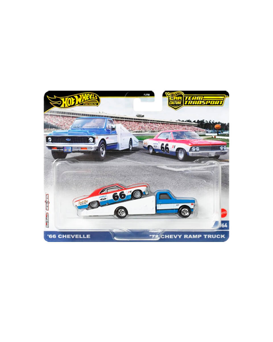 Hot Wheels Premium Team Transport 66 Chevelle with 72 Chevy Ramp Truck Hot Wheels