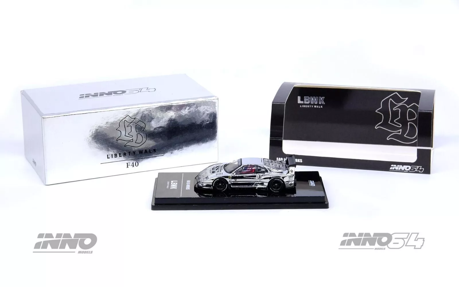 Inno 1/64 China Hobby Expo Chrome F40 Silver - Thumbnail