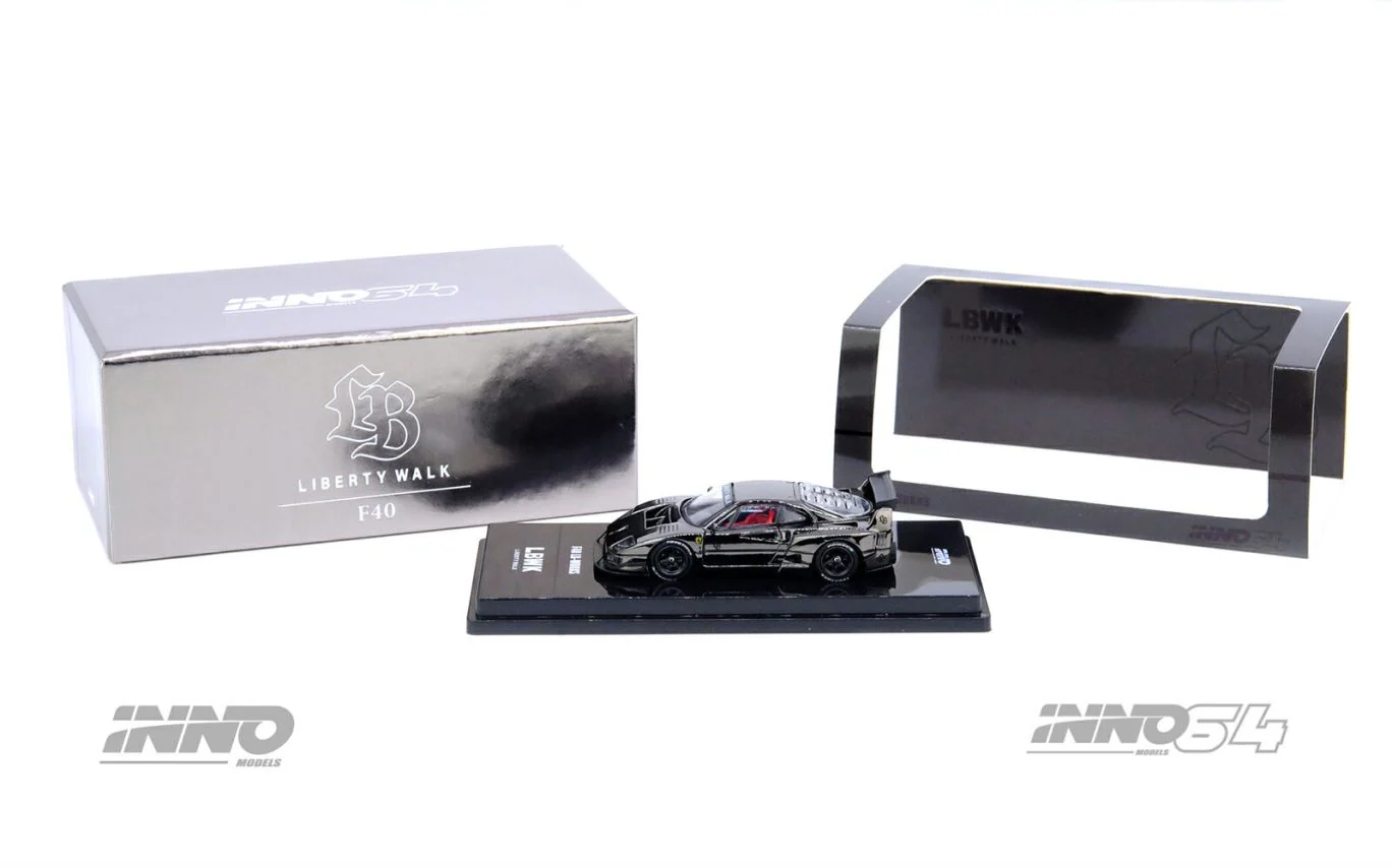 Inno 1/64 LBWK F40 Chrome Black (Chase Car Included) IN64-LBWKF40-CHB - Thumbnail