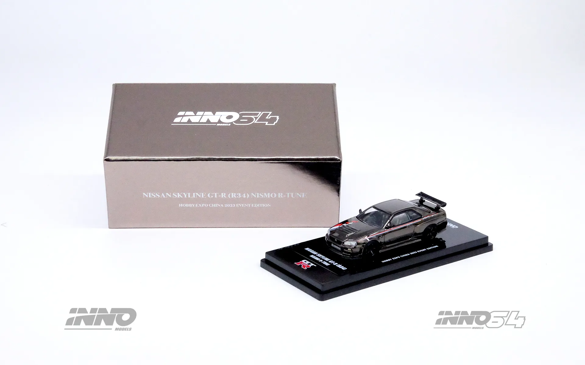 Inno 1/64 Nissan Skyline GT-R R34 Nismo R-Tune Chrome Black - Thumbnail