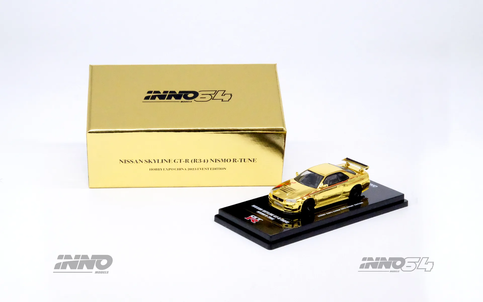 Inno 1/64 Nissan Skyline GT-R R34 Nismo R-Tune Chrome Gold - Thumbnail