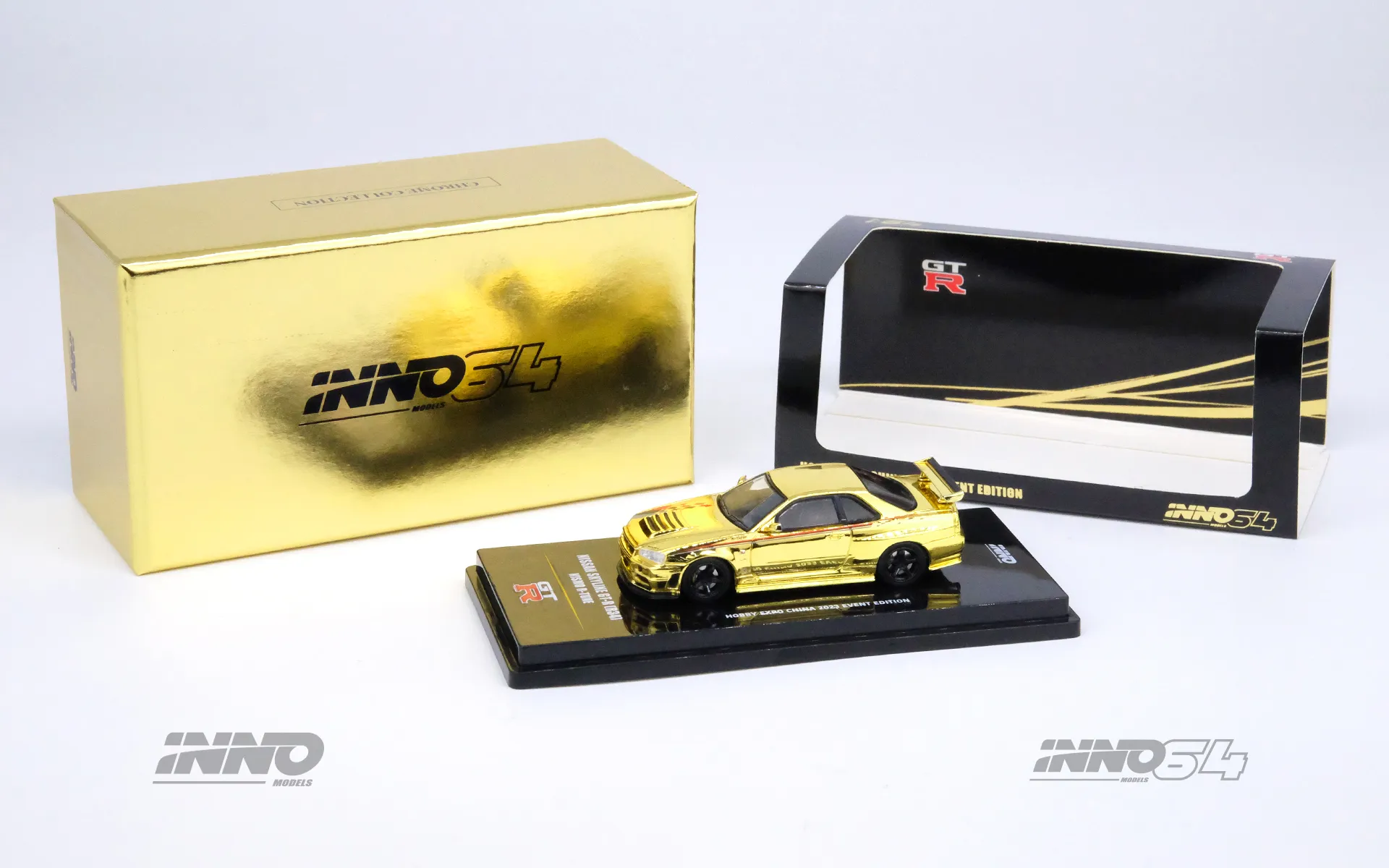 Inno 1/64 Nissan Skyline GT-R R34 Nismo R-Tune Chrome Gold - Thumbnail