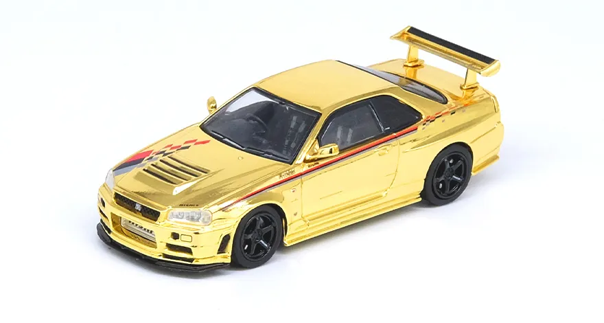 Inno 1/64 Nissan Skyline GT-R R34 Nismo R-Tune Chrome Gold - Thumbnail