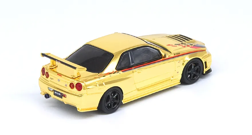 Inno 1/64 Nissan Skyline GT-R R34 Nismo R-Tune Chrome Gold - Thumbnail