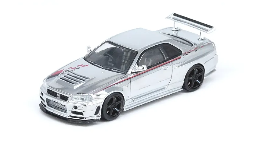 Inno 1/64 Nissan Skyline GT-R R34 Nismo R-Tune Chrome Silver - Thumbnail