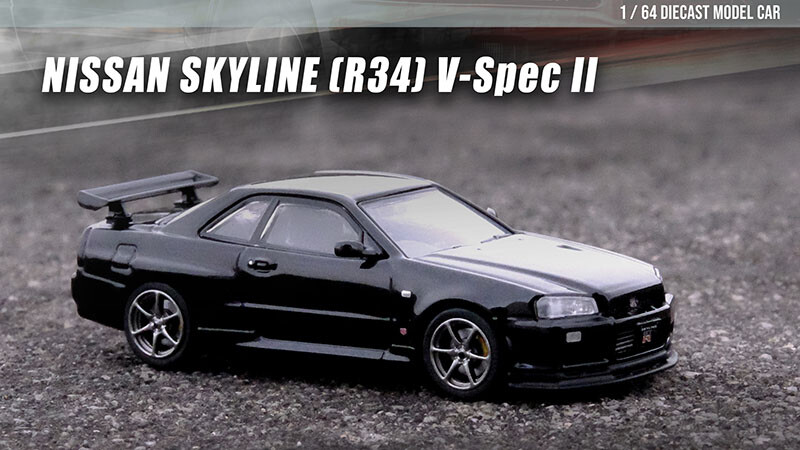 Inno 1/64 NISSAN SKYLINE GT-R (R34) V-SPEC II BLACK IN64-R34VS-BLA - Thumbnail