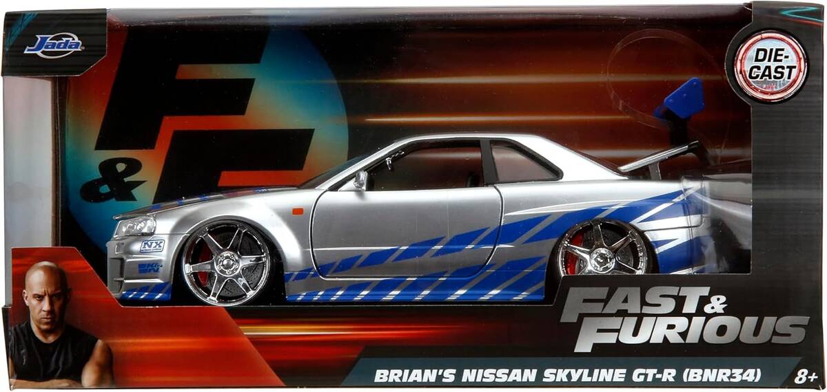 Jada 1/24 Fast & Furious 2002 Nissan Skyline GT-R R34 253203044