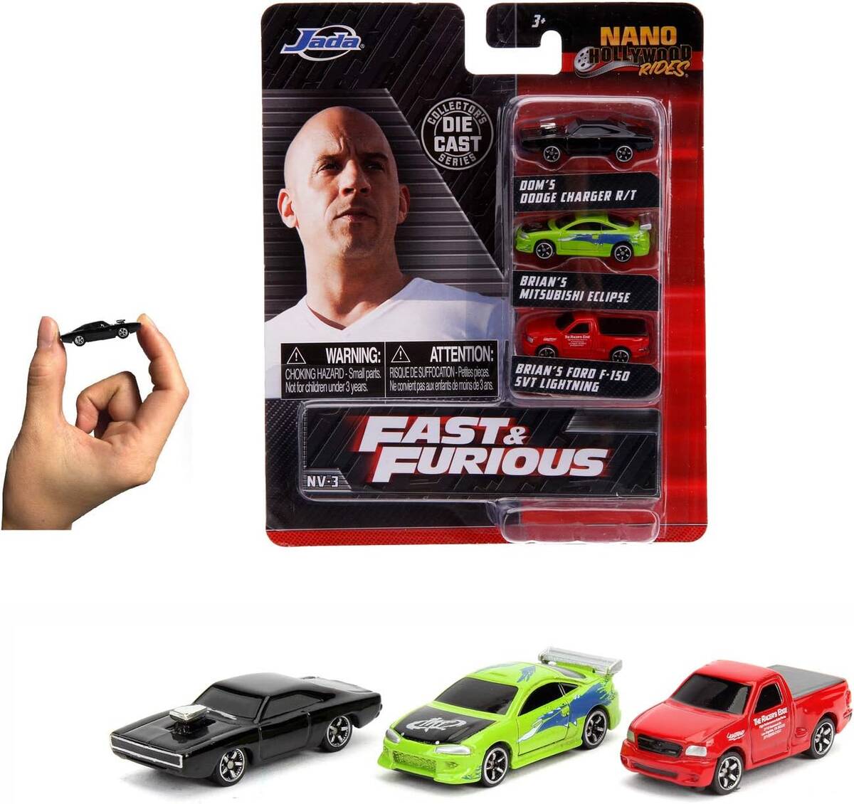 Jada Fast & Furious 3-Pack Nano Cars