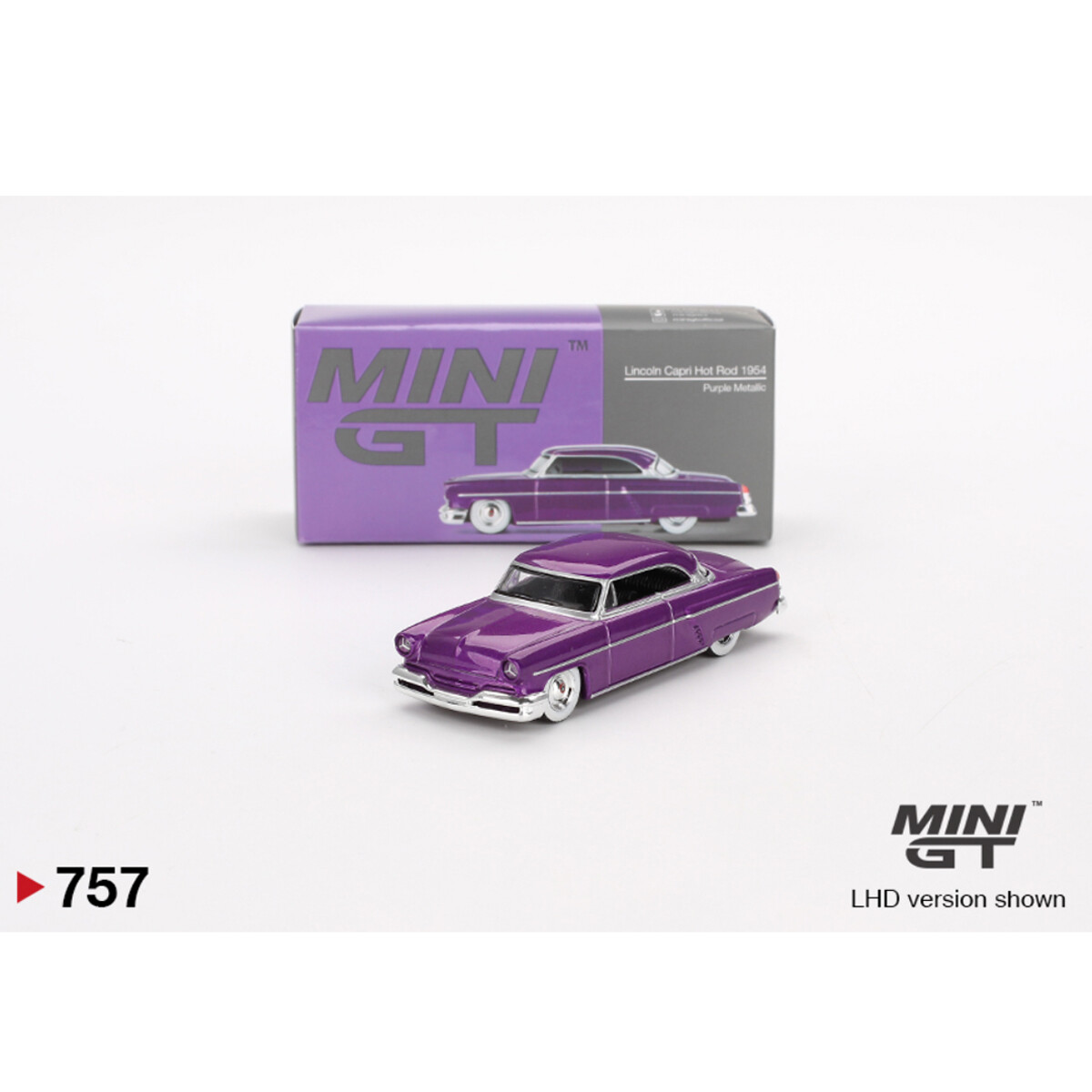 Mini GT 1/64 Lincoln Capri Hot Rod 1954 Purple Metallic MGT00757 - Thumbnail