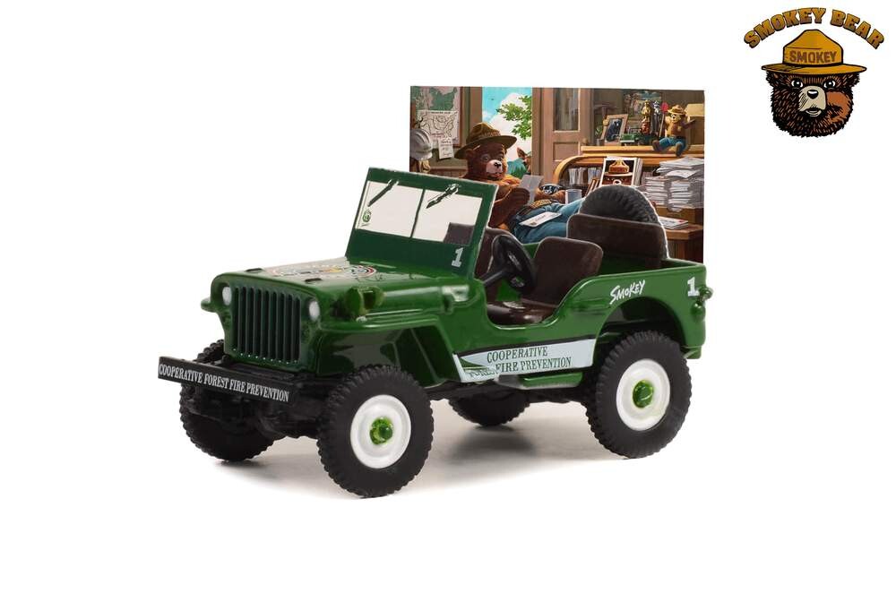 Greenlight 1:64 Smokey Bear Series 2 1945 Willys MB Jeep “Cooperative Forest Fire Prevention Campaign” 38040-A - Thumbnail