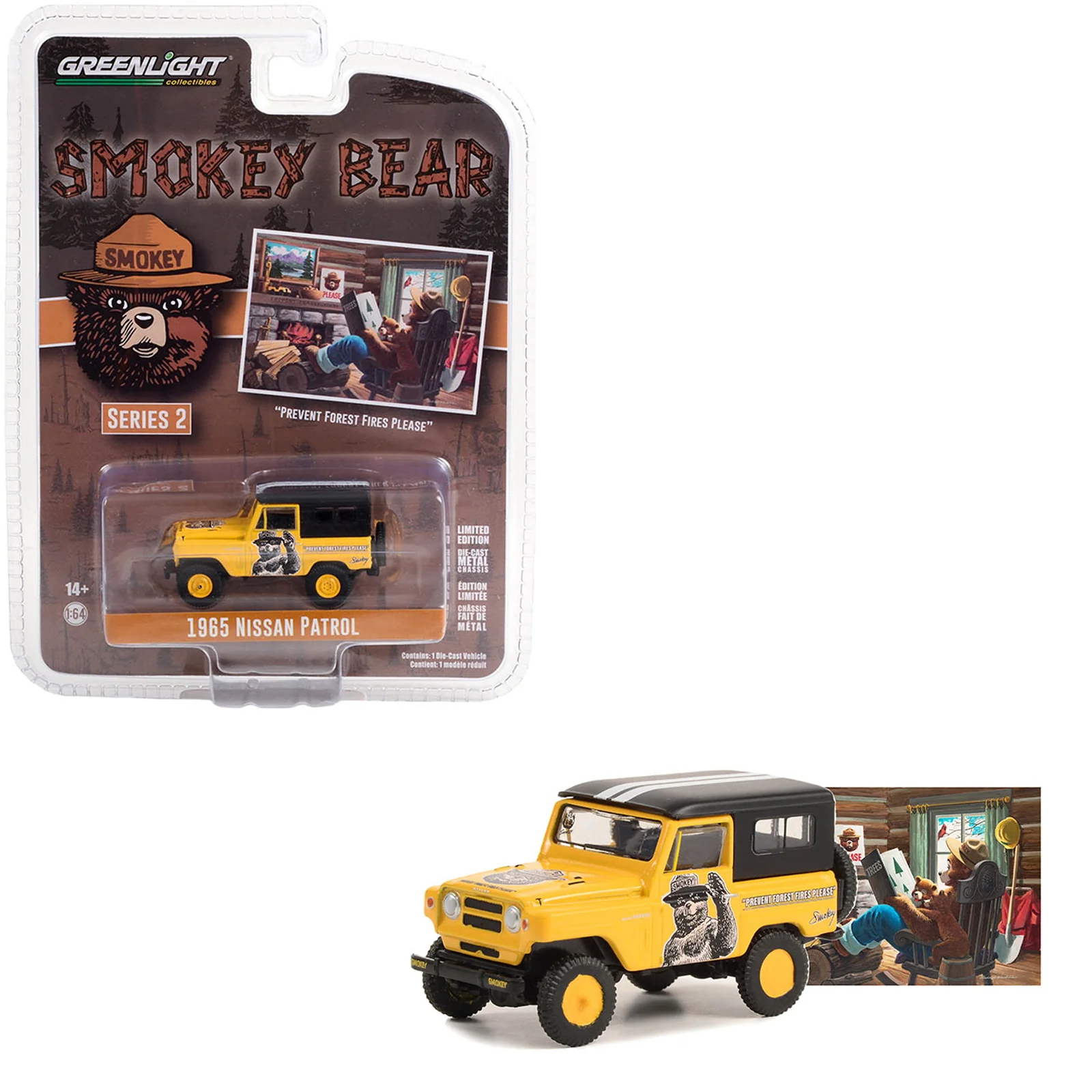 Greenlight 1:64 Smokey Bear Series 2 1965 Nissan Patrol “Prevent Forest Fires Please” 38040-B - Thumbnail