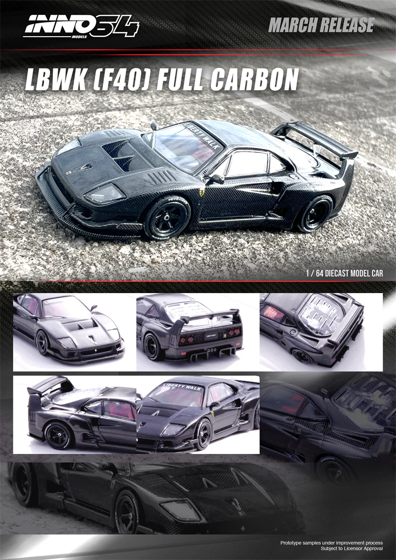 Inno 1/64 LBWK F40 Full Carbon IN64-LBWKF40-FC - Thumbnail