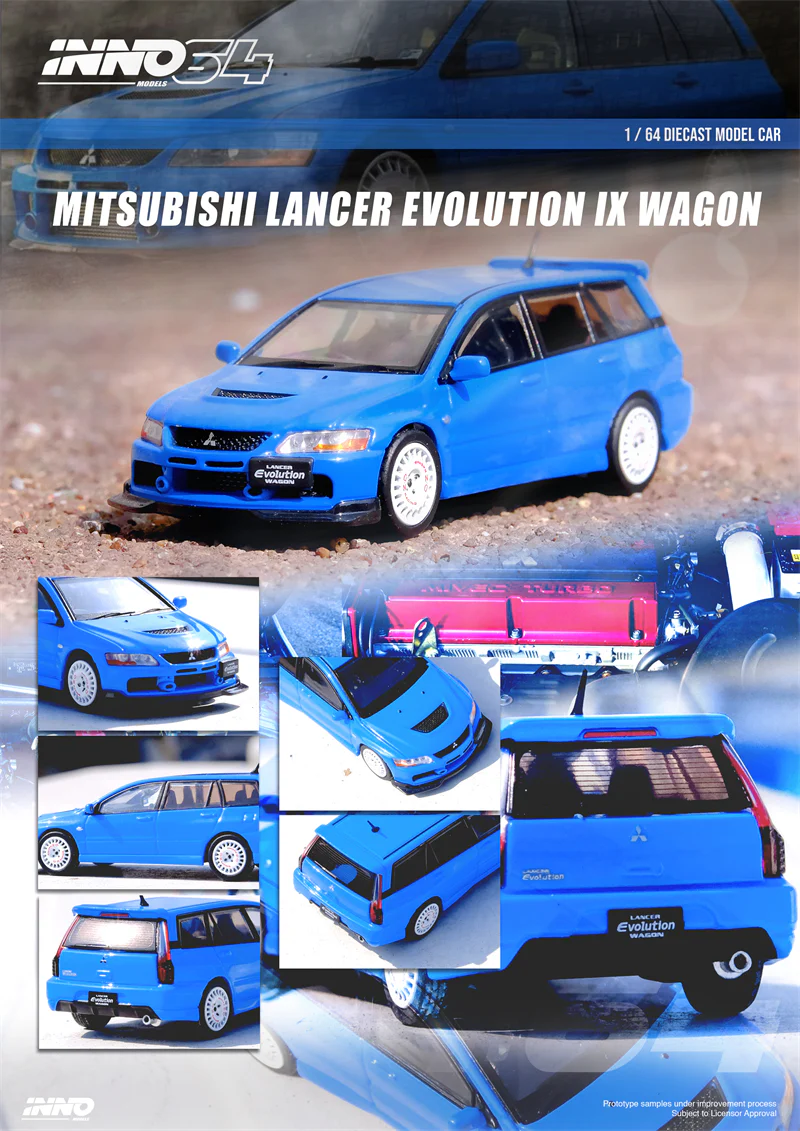 Inno 1/64 MITSUBISHI LANCER EVOLUTION IX WAGON BLUE IN64-EVO9W-BLU - Thumbnail