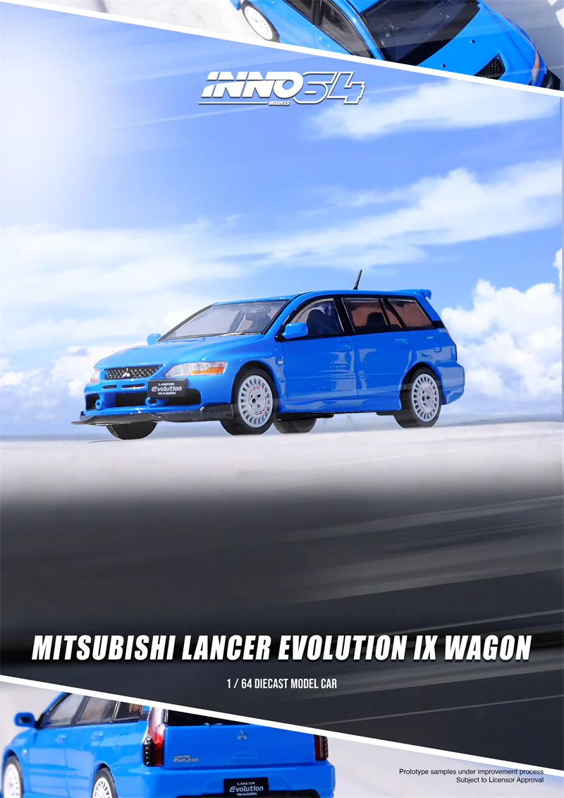 Inno 1/64 MITSUBISHI LANCER EVOLUTION IX WAGON BLUE IN64-EVO9W-BLU - Thumbnail