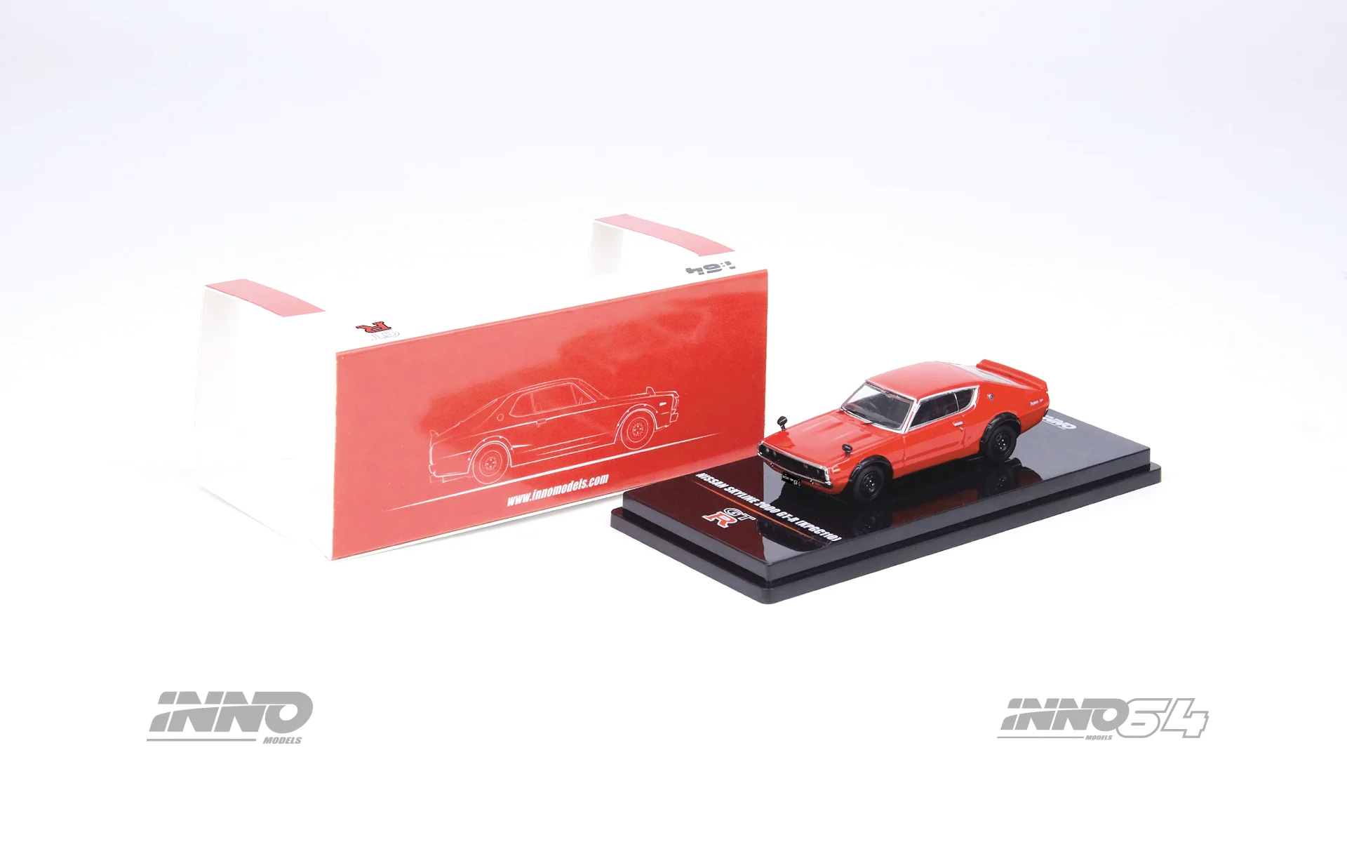 Inno 1/64 NISSAN SKYLINE 2000 GT-R (KPGC110) Red IN64-KPGC110-RED - Thumbnail