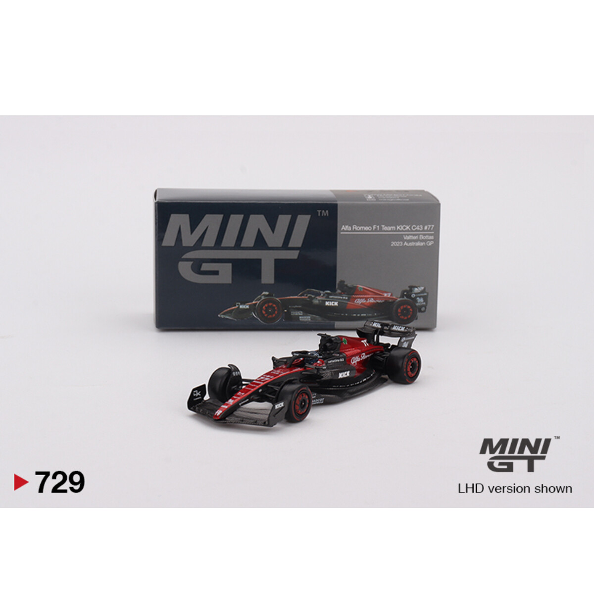 (ÖN SATIŞ) Mini GT 1/64 Alfa Romeo C43 #77 Valtteri Bottas 2023 F1 2023 Australian GP MGT00729 - Thumbnail