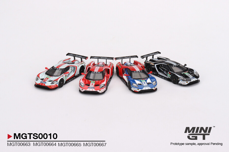 (ÖN SATIŞ) Mini GT 1/64 Ford GT LMGTE PRO 2019 24 Hrs of Le Mans Ford Chip Ganassi Team 4 Cars Set - Limited Edition 3000 MGTS0010 - Thumbnail