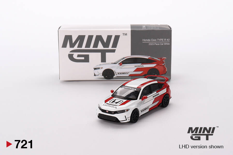 (ÖN SATIŞ) Mini GT 1/64 Honda Civic Type R #2 2023 Pace Car White MGT00721