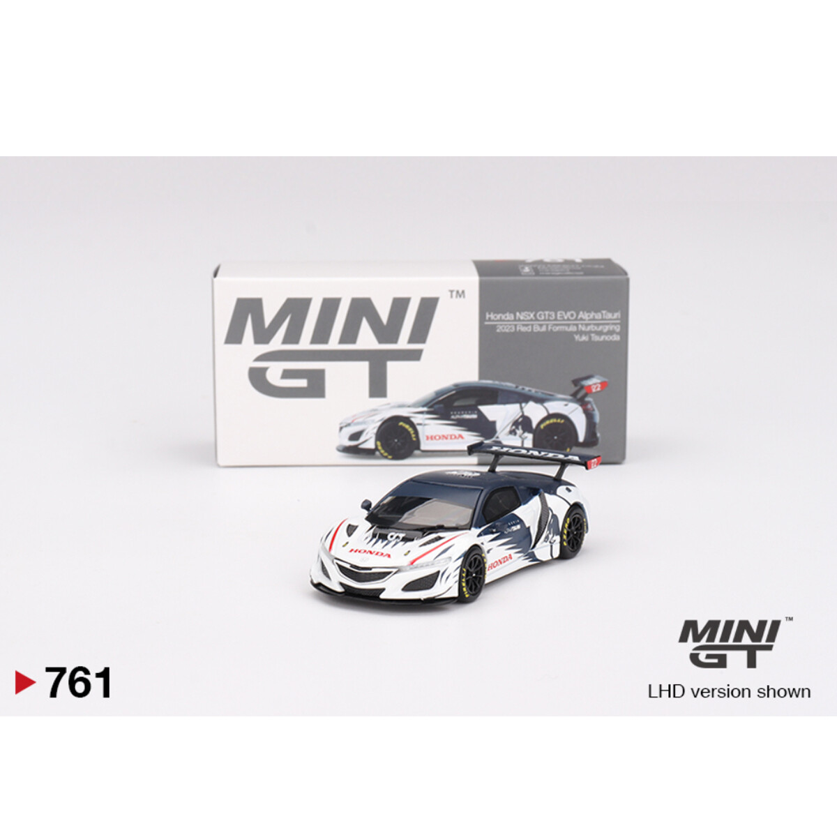 (ÖN SATIŞ) Mini GT 1/64 Honda NSX GT3 EVO AlphaTauri Yuki Tsunoda 2023 Red Bull Formula Nurburgring MGT00761 - Thumbnail