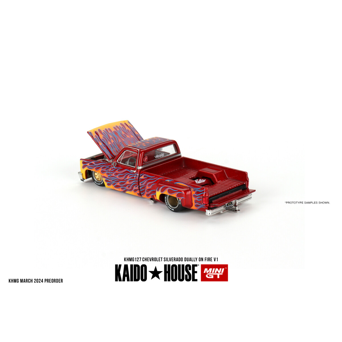 (ÖN SATIŞ) Mini GT 1/64 KaidoHouse Chevrolet Silverado Dually on Fire V1 KHMG127 - Thumbnail