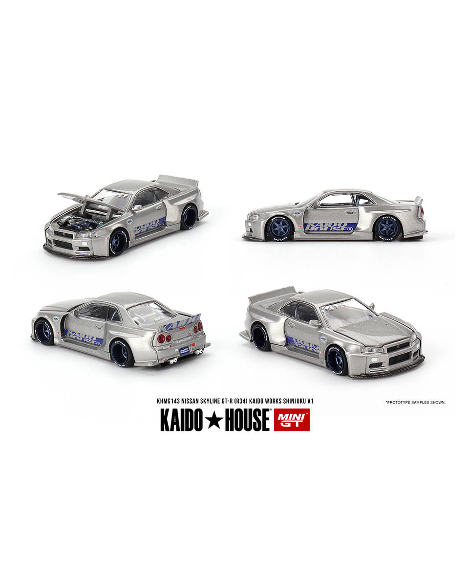 (ÖN SATIŞ) Mini GT 1/64 KaidoHouse Nissan Skyline GT-R (R34) Kaido Works SHINJUKU V1 KHMG143