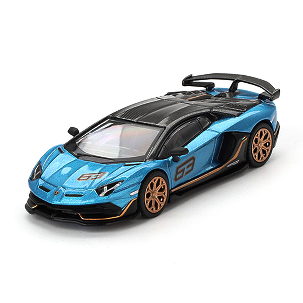 Mini GT 1/64 Lamborghini Aventador SVJ 63 Blu Aegir - Blister Paket MGT00784-BL - Thumbnail