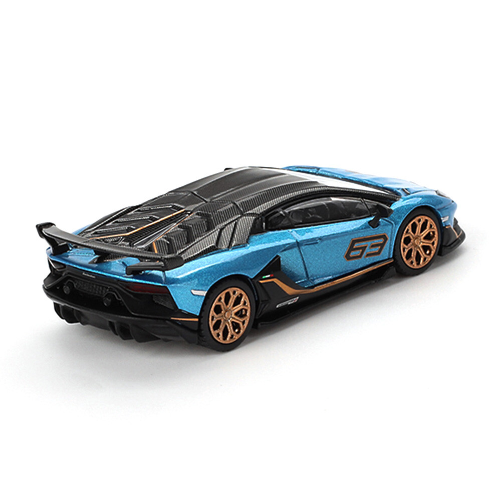 Mini GT 1/64 Lamborghini Aventador SVJ 63 Blu Aegir - Blister Paket MGT00784-BL - Thumbnail