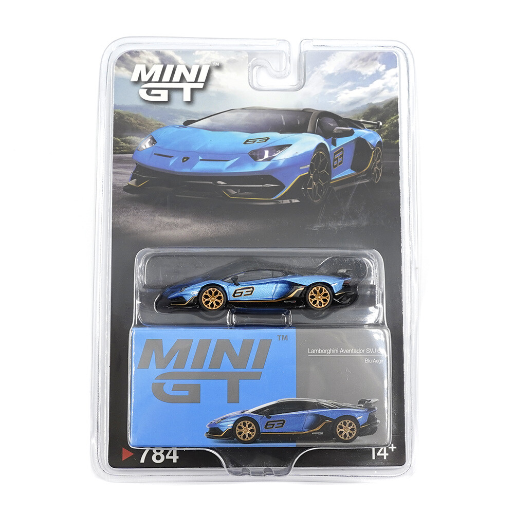 Mini GT 1/64 Lamborghini Aventador SVJ 63 Blu Aegir - Blister Paket MGT00784-BL - Thumbnail