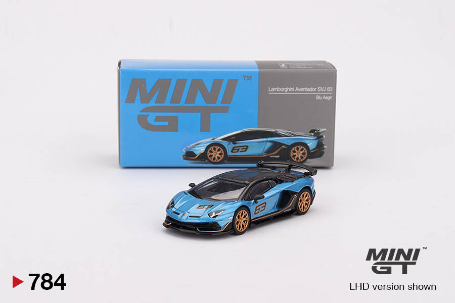 (ÖN SATIŞ) Mini GT 1/64 Lamborghini Aventador SVJ 63 Blu Aegir MGT00784