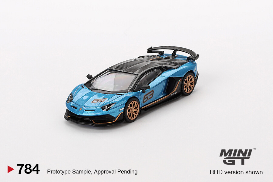 (ÖN SATIŞ) Mini GT 1/64 Lamborghini Aventador SVJ 63 Blu Aegir MGT00784 - Thumbnail