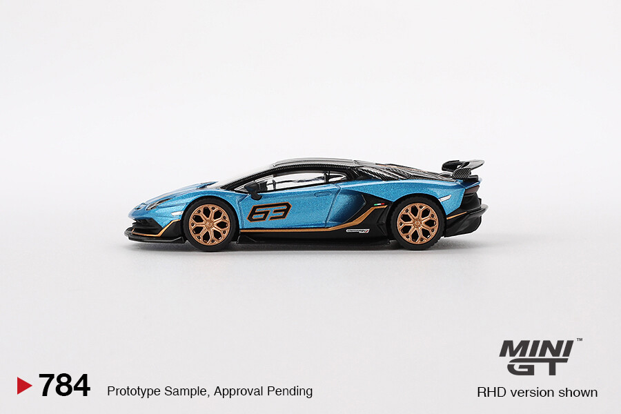 (ÖN SATIŞ) Mini GT 1/64 Lamborghini Aventador SVJ 63 Blu Aegir MGT00784 - Thumbnail