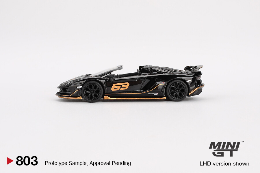 Mini GT 1/64 Lamborghini Aventador SVJ 63 Roadster Nero Aldebaran MGT00803 - Thumbnail