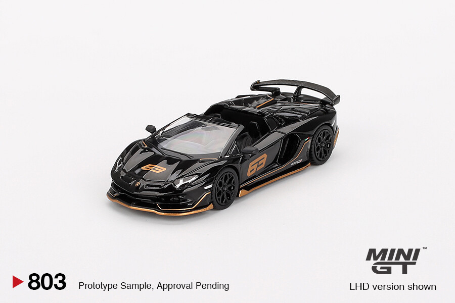 Mini GT 1/64 Lamborghini Aventador SVJ 63 Roadster Nero Aldebaran MGT00803 - Thumbnail