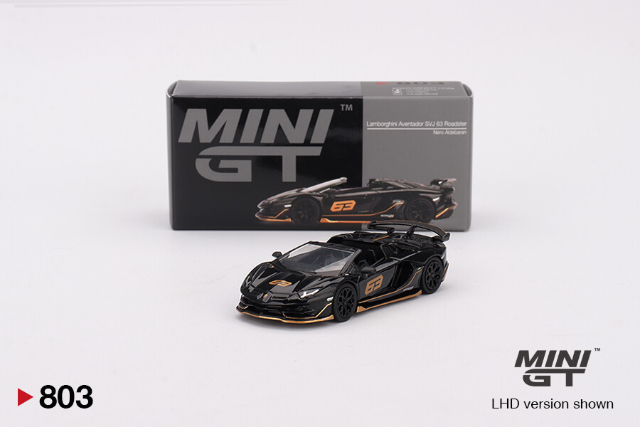 Mini GT 1/64 Lamborghini Aventador SVJ 63 Roadster Nero Aldebaran MGT00803 - Thumbnail