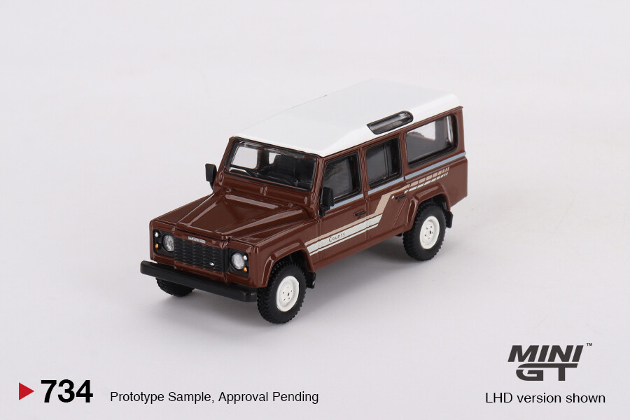 Mini GT 1/64 Land Rover Defender 110 1985 County Station Wagon Russet Brown MGT00734 - Thumbnail