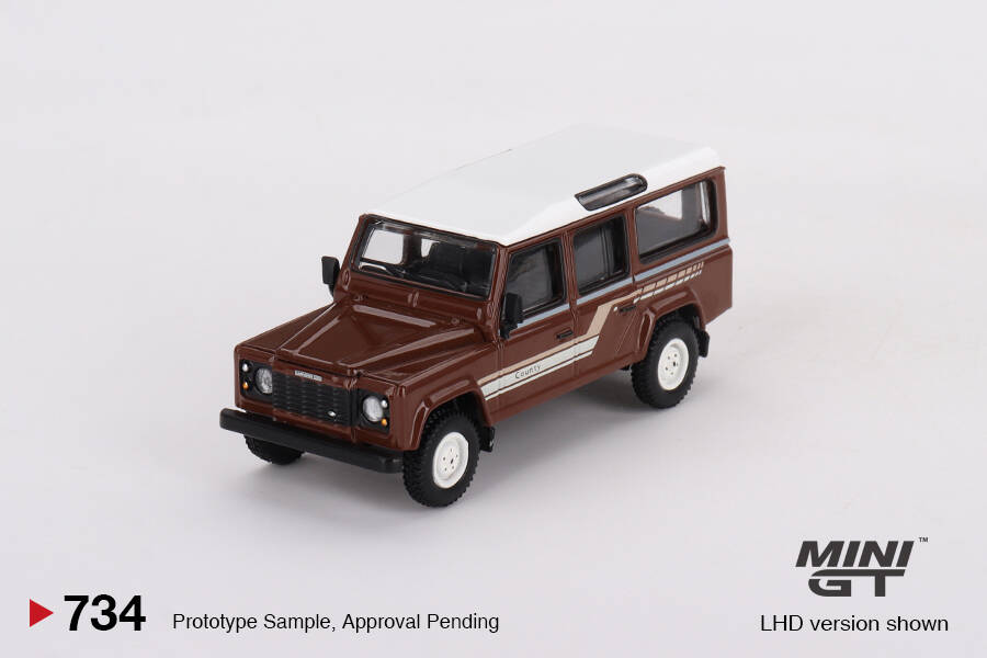 Mini GT 1/64 Land Rover Defender 110 1985 County Station Wagon Russet Brown MGT00734