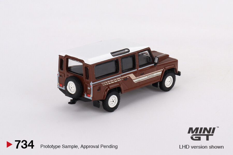 Mini GT 1/64 Land Rover Defender 110 1985 County Station Wagon Russet Brown MGT00734 - Thumbnail