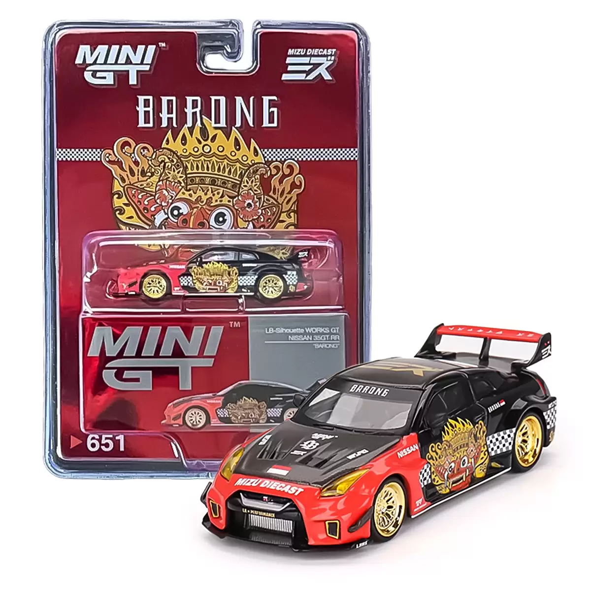 Mini GT 1/64 LB-Silhouette WORKS GT NISSAN 35GT-RR Ver.1 “BARONG” MINI GT x MIZU Diecast MGT00651 - Thumbnail