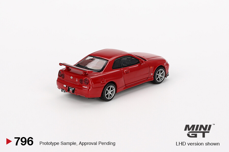 (ÖN SATIŞ) Mini GT 1/64 Nissan Skyline GT-R (R34) V-Spec Active Red - Blister Paket MGT00796-BL - Thumbnail