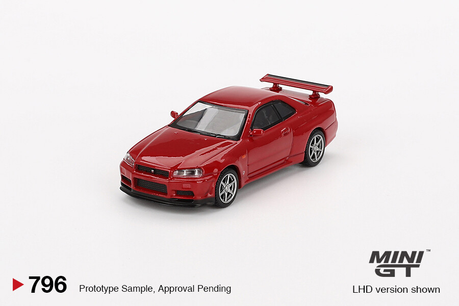 (ÖN SATIŞ) Mini GT 1/64 Nissan Skyline GT-R (R34) V-Spec Active Red - Blister Paket MGT00796-BL - Thumbnail